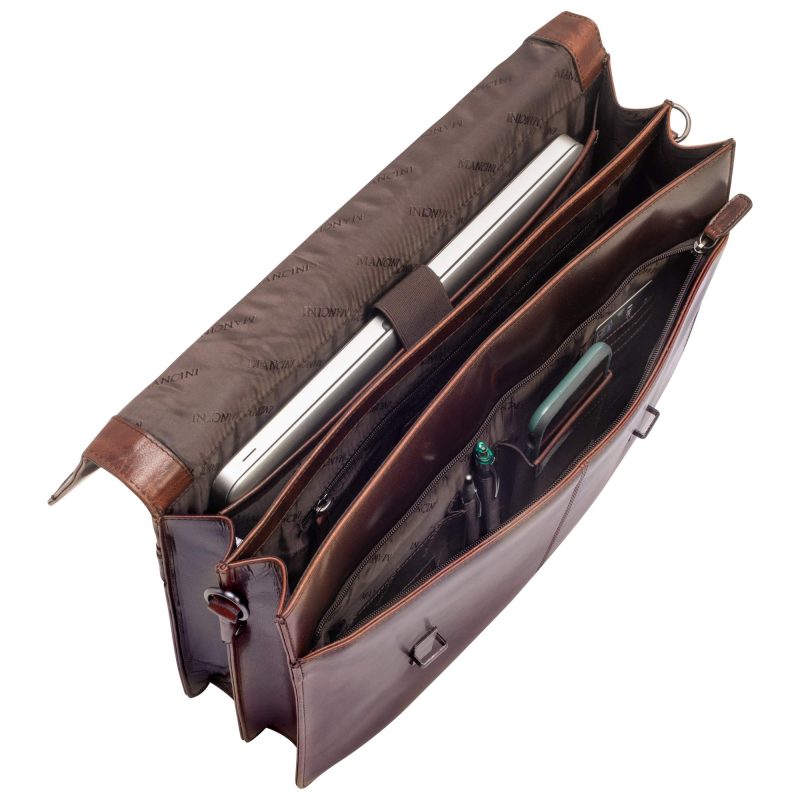 MANCINI BUFFALO LEATHER PORTABLE BRIEFCASE Briefcases.