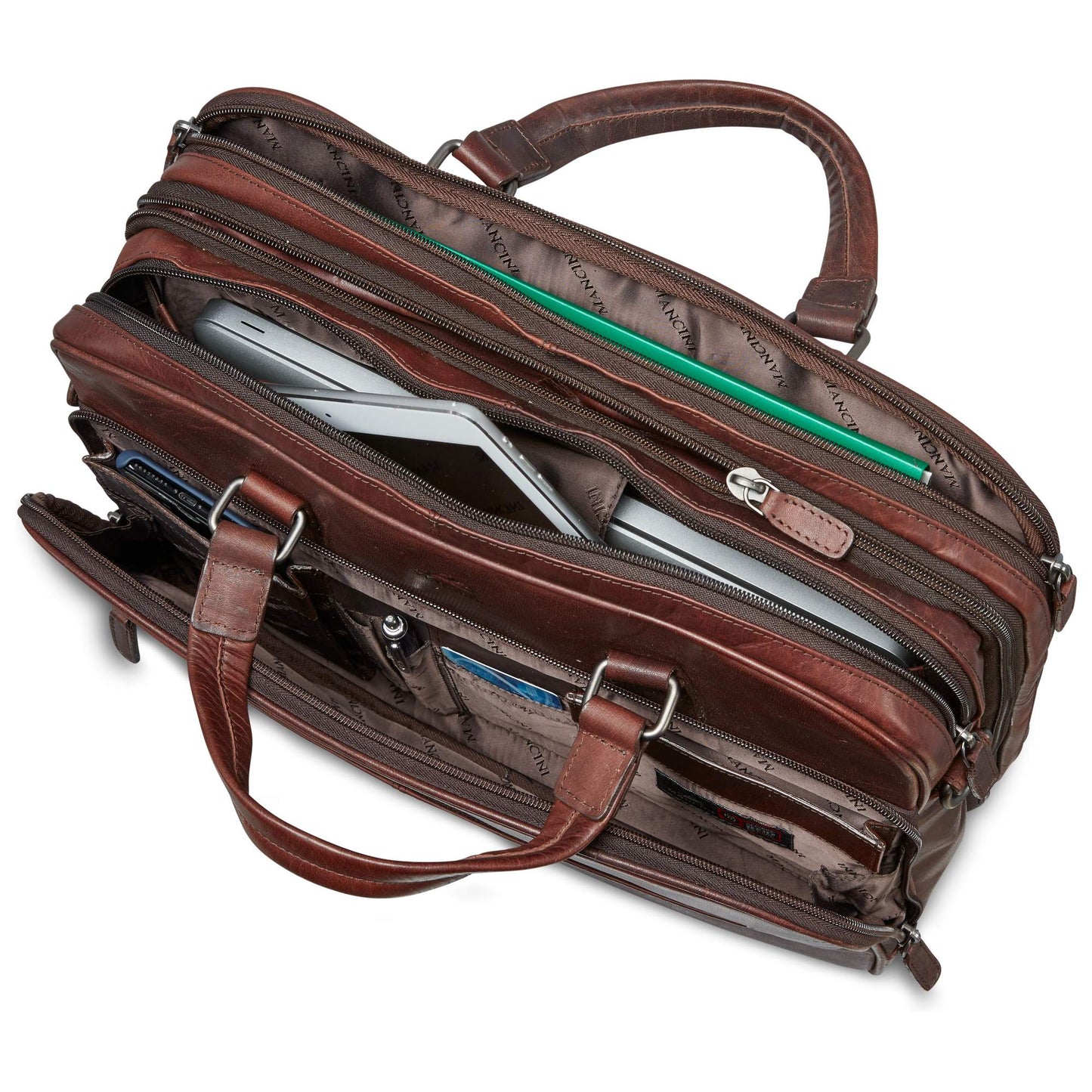 MANCINI BUFFALO EXPANDBLE DOUBLE COMPARTMENT BRIEFCASE