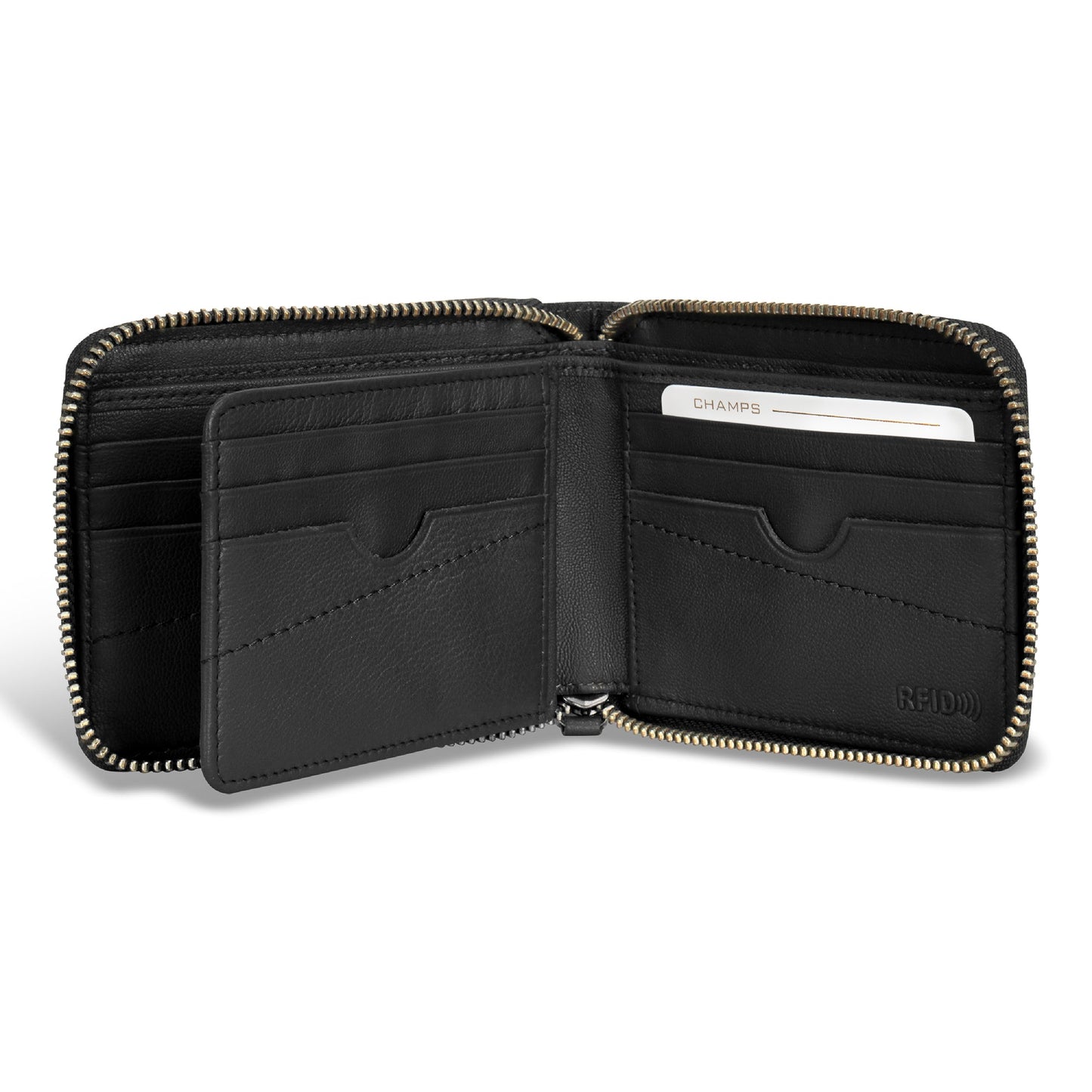 Camo / Leather Zip Around Wallet