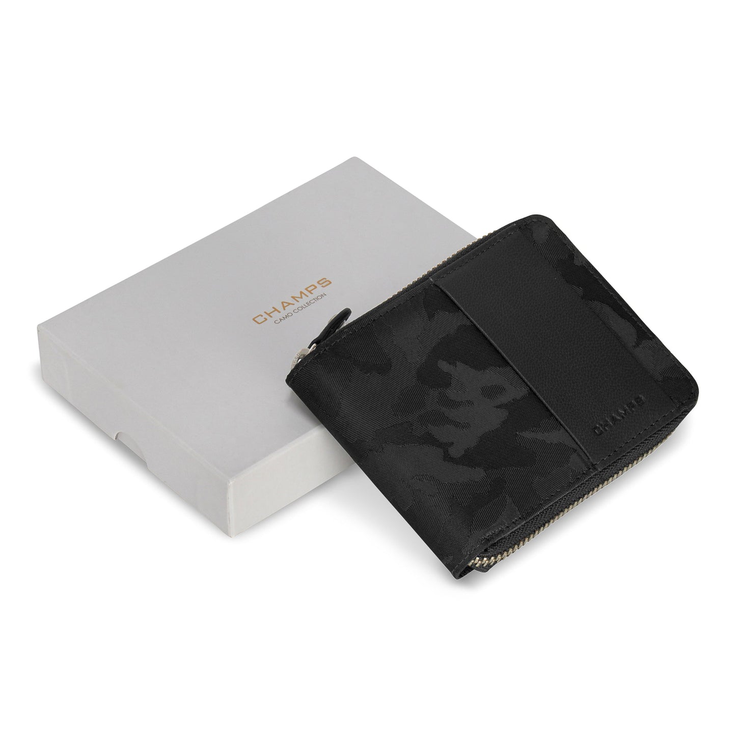 Camo / Leather Zip Around Wallet