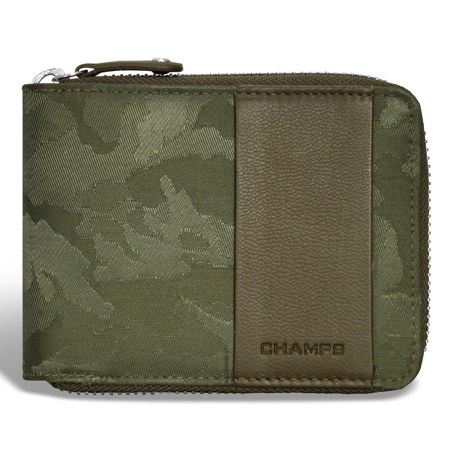 Camo / Leather Zip Around Wallet