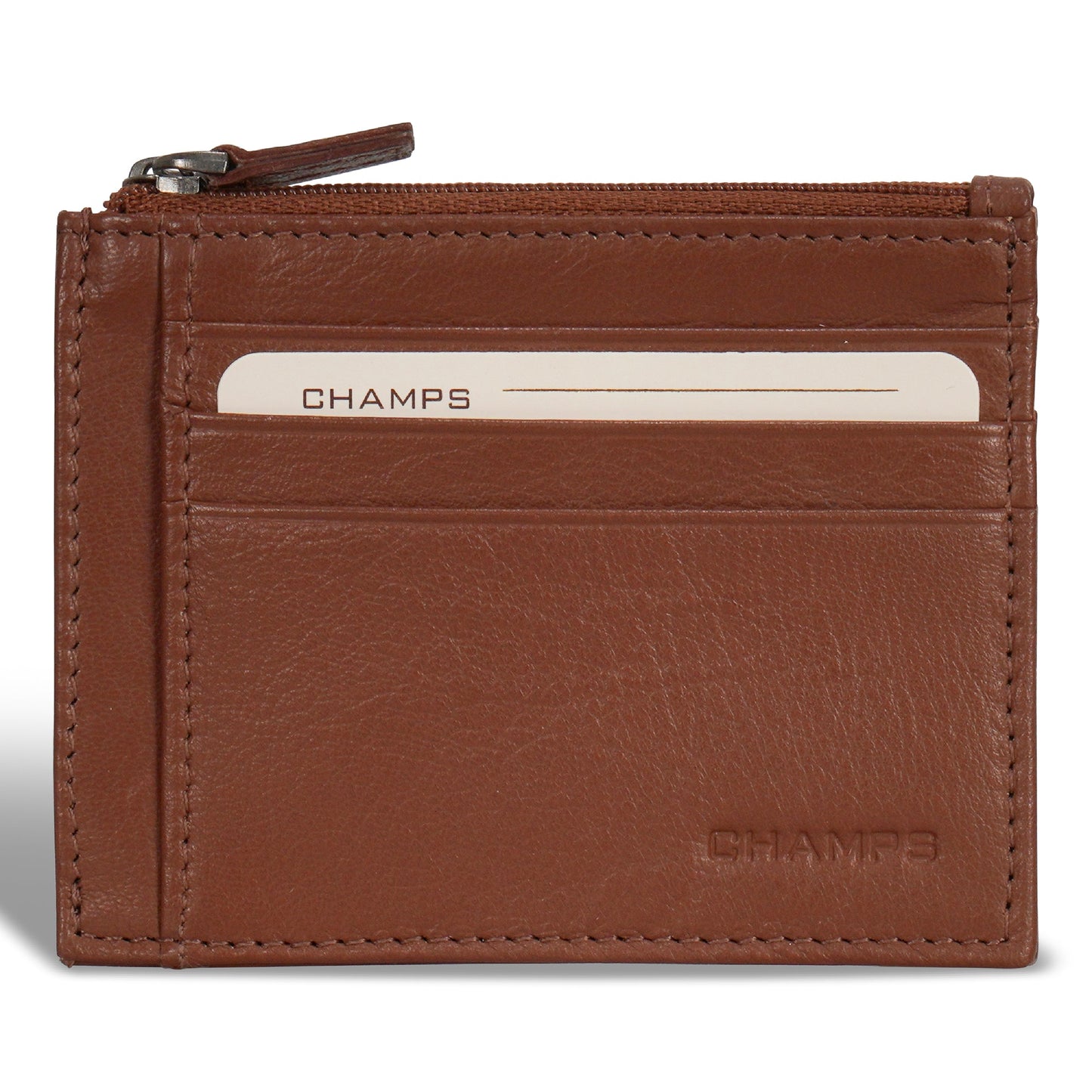 Onyx / Leather Zip Card Case