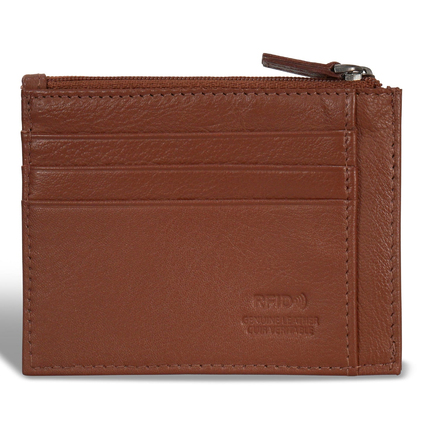 Onyx / Leather Zip Card Case