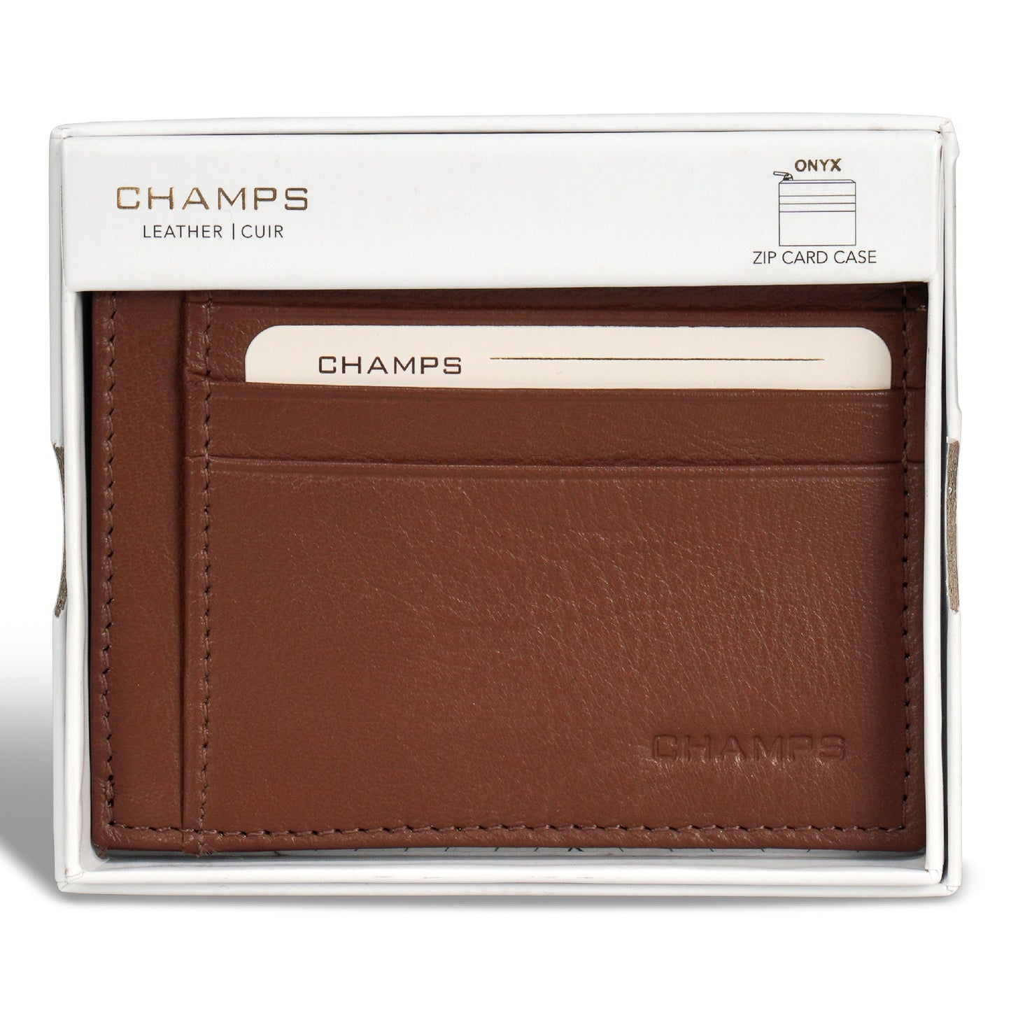 Onyx / Leather Zip Card Case