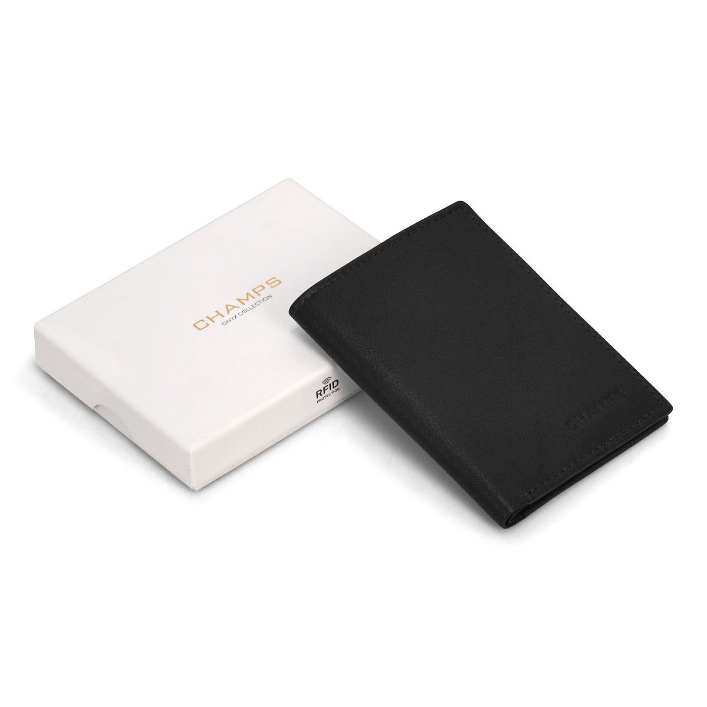 Onyx / Leather Vertical Slim Wallet