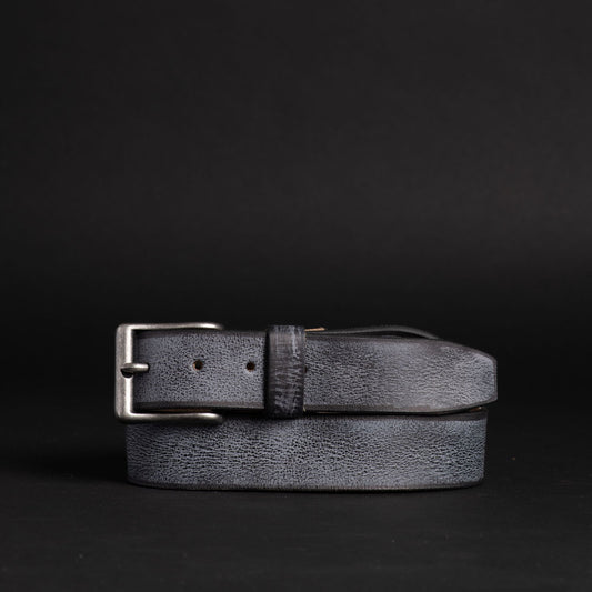 The Mountain Belt - Grey Leather Belt with Charred Edges