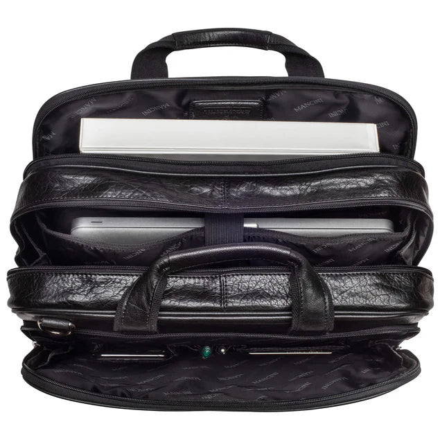 MANCINI BUFFALO DOUBLE COMPARTMENT BRIEFCASE (Arizona Collection)