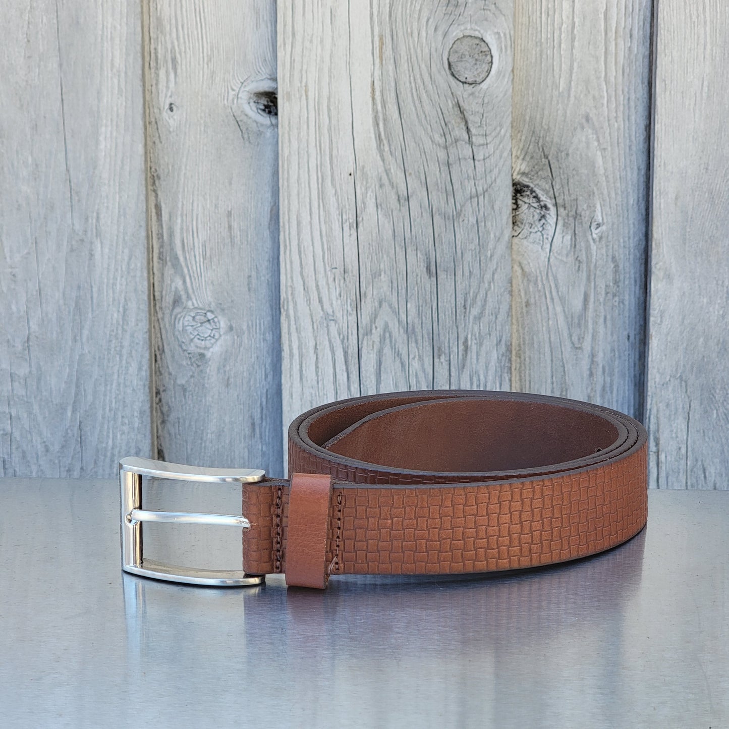 Black Formal Textured 100% Real Leather Belt Made in Canada