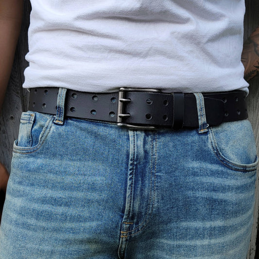 THE DOUBLE HOLE BELTS - 2 PC Gift Set