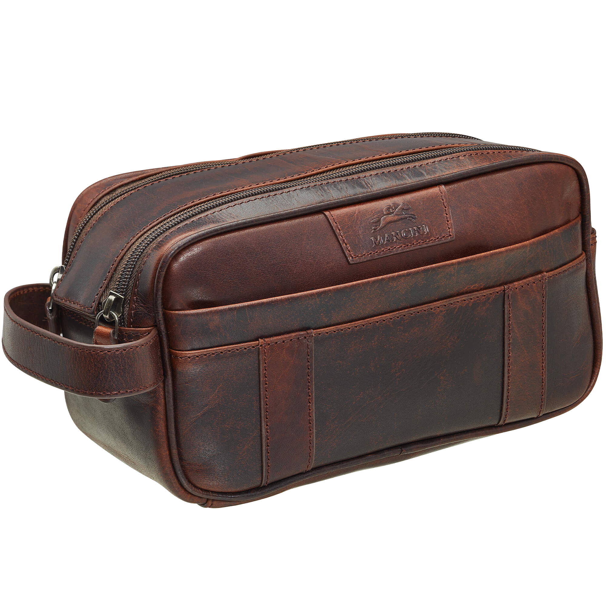 Mancini Buffalo Dual Zipper Toiletry Bag