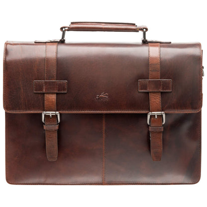 MANCINI BUFFALO LEATHER PORTABLE  BRIEFCASE Briefcases.