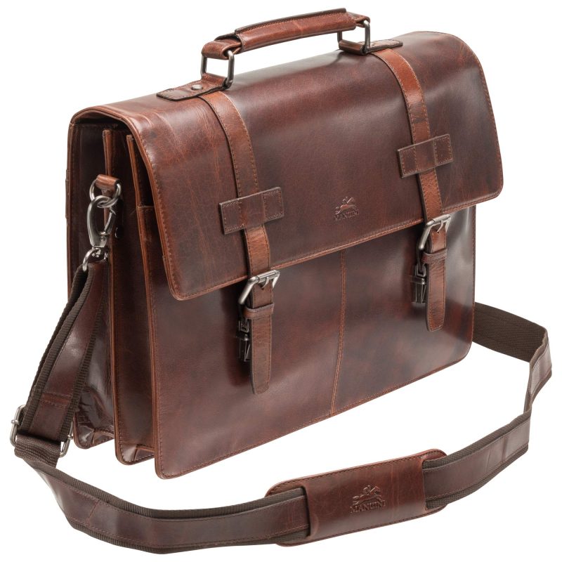 MANCINI BUFFALO LEATHER PORTABLE  BRIEFCASE Briefcases.