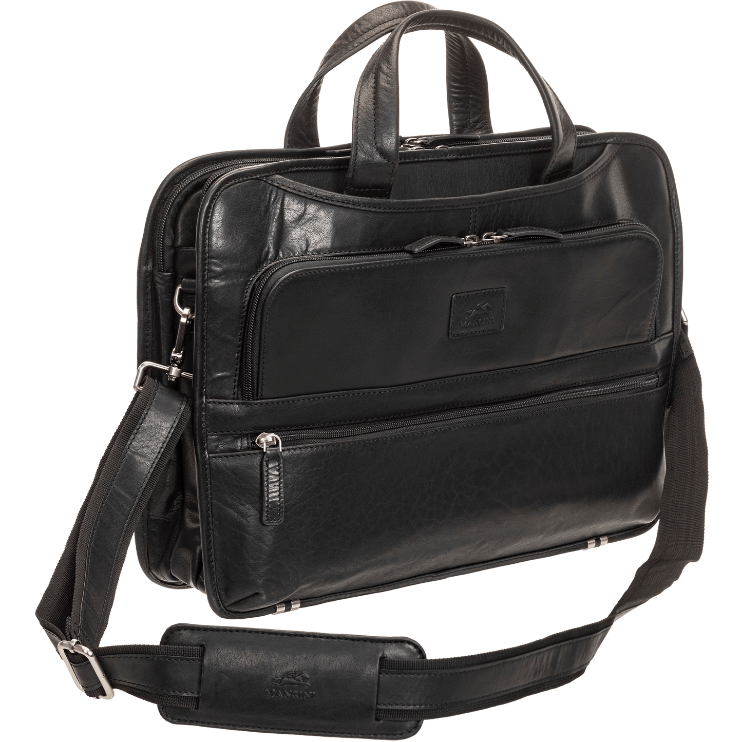 MANCINI BUFFALO LEATHER BRIEFACASE TRIPLE COMPARTMENT Briefcases.