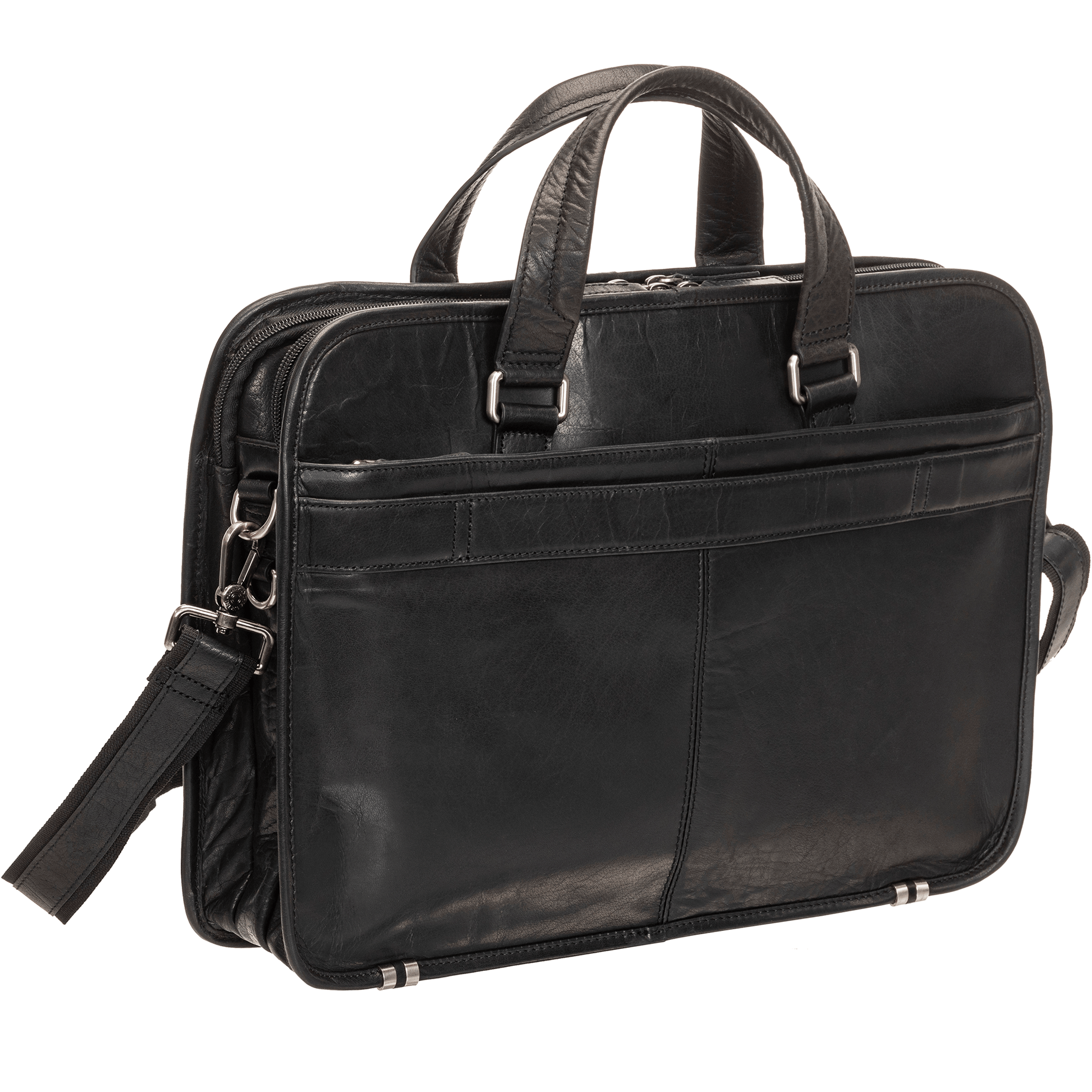 MANCINI BUFFALO LEATHER BRIEFACASE TRIPLE COMPARTMENT Briefcases.