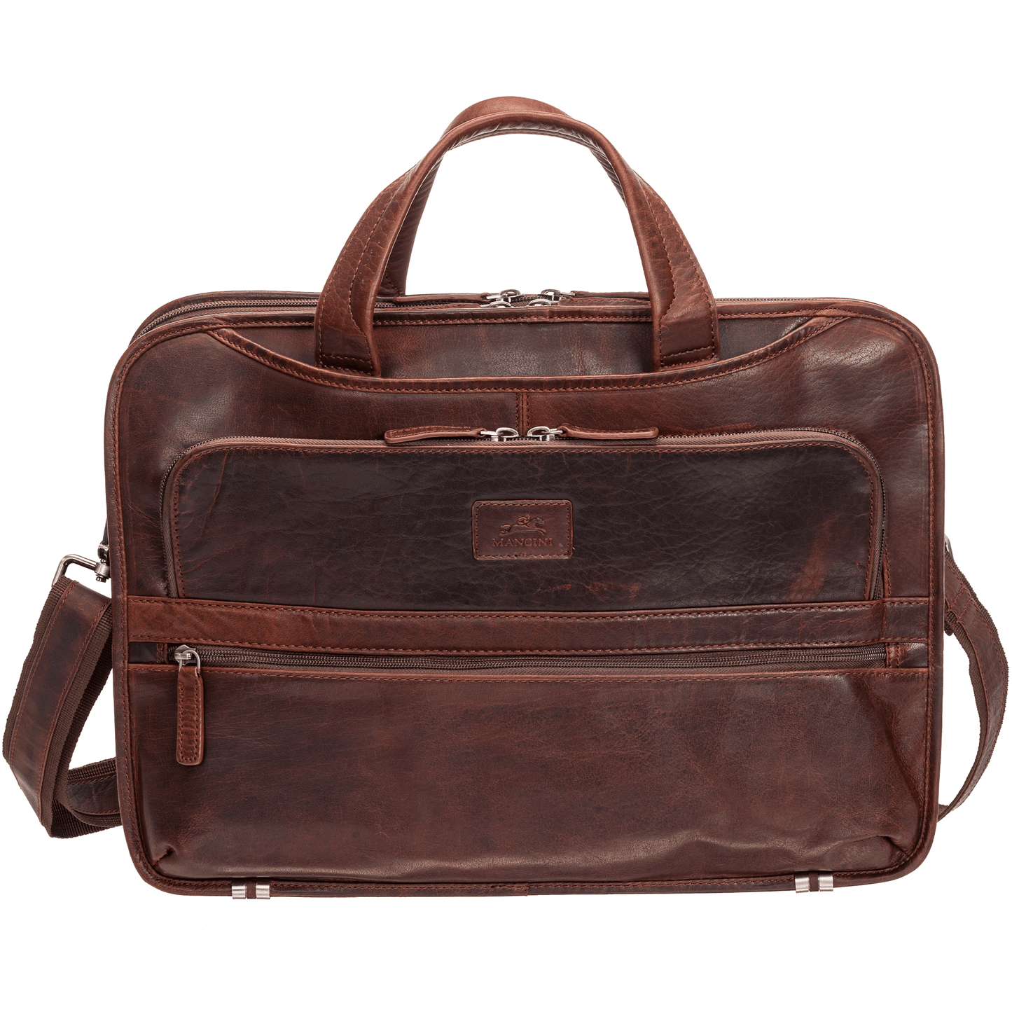 MANCINI BUFFALO LEATHER BRIEFACASE TRIPLE COMPARTMENT Briefcases.