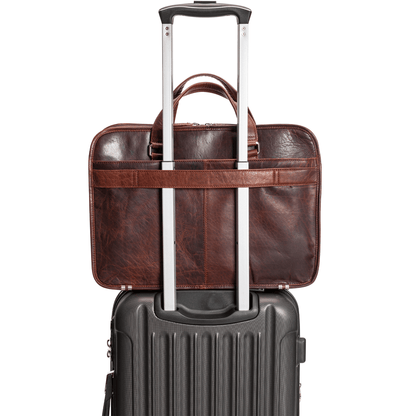 MANCINI BUFFALO LEATHER BRIEFACASE TRIPLE COMPARTMENT Briefcases.