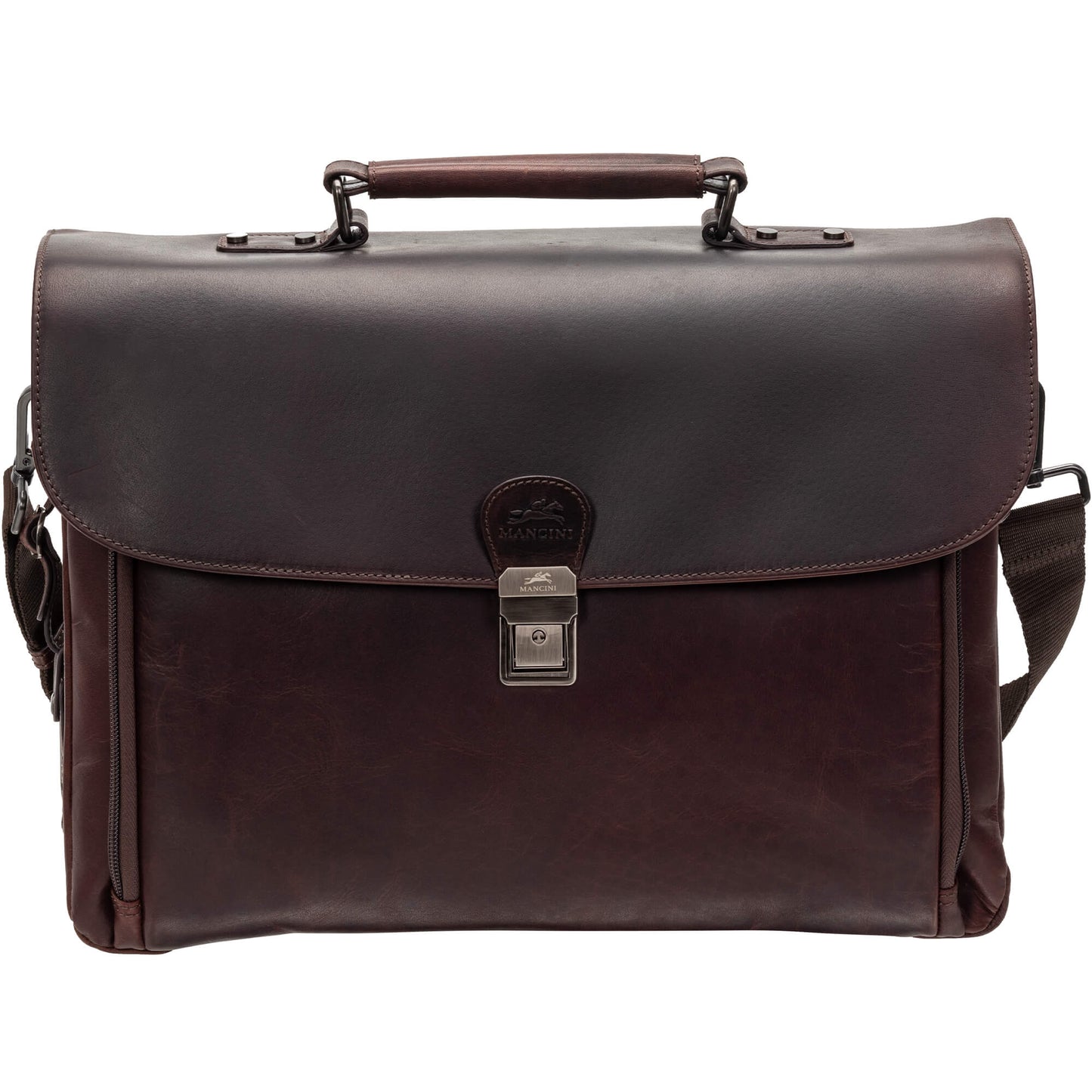 MANCINI BUFFALO LEATHER BRIEFCASE DOUBLE COMPARTMENT Briefcases.