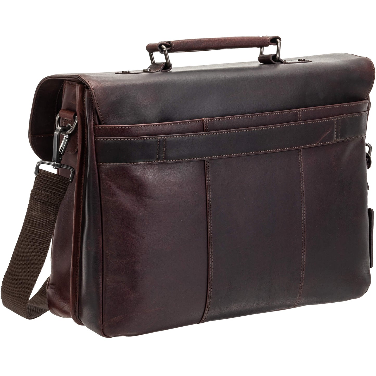 MANCINI BUFFALO LEATHER BRIEFCASE DOUBLE COMPARTMENT Briefcases.