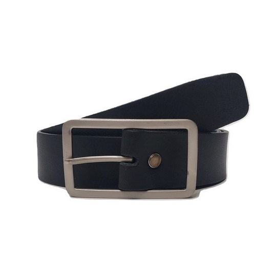 Lucille - Cognac Leather Dress Belt with Rectangle Buckle - Made in Canada