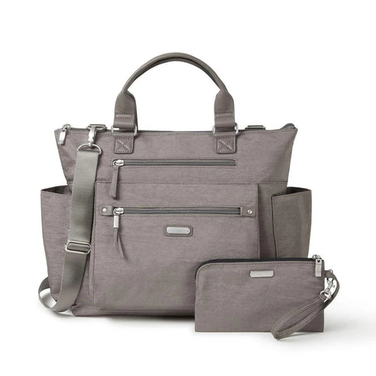 BAGGALLINI 3-IN-1 CONVERTIBLE BACKPACK WITH RFID PHONE WRISTLET | STERLING SHIMMER