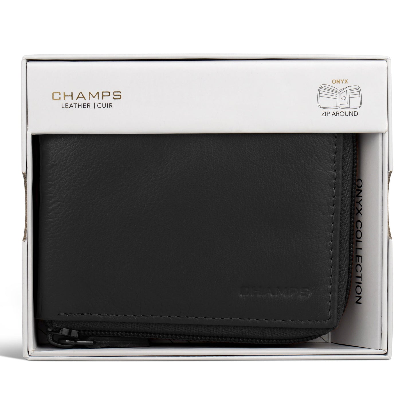 Onyx / Leather Zip Around Wallet