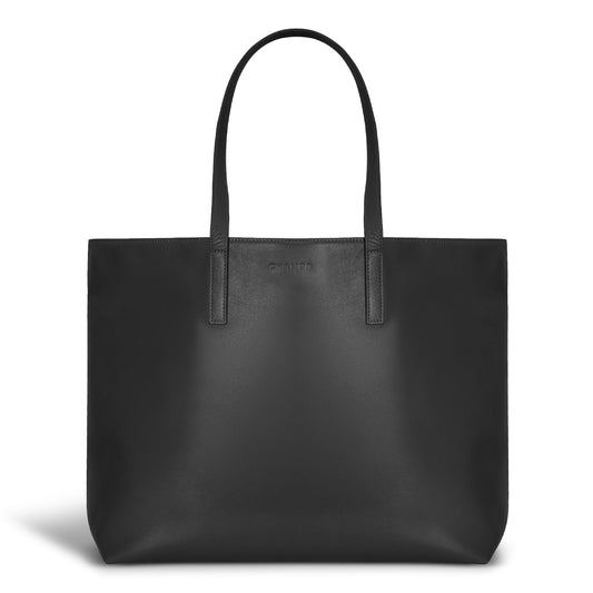 ONYX / LEATHER OPEN TOTE
