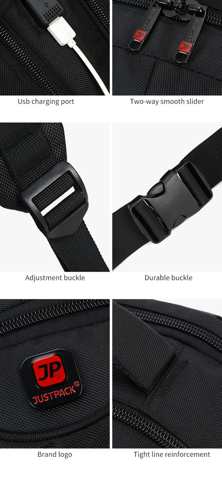 JUSTPACK USB CHARGING BACKPACK : BUSINESS, CASUAL, HIGH CAPACITY Backpacks.