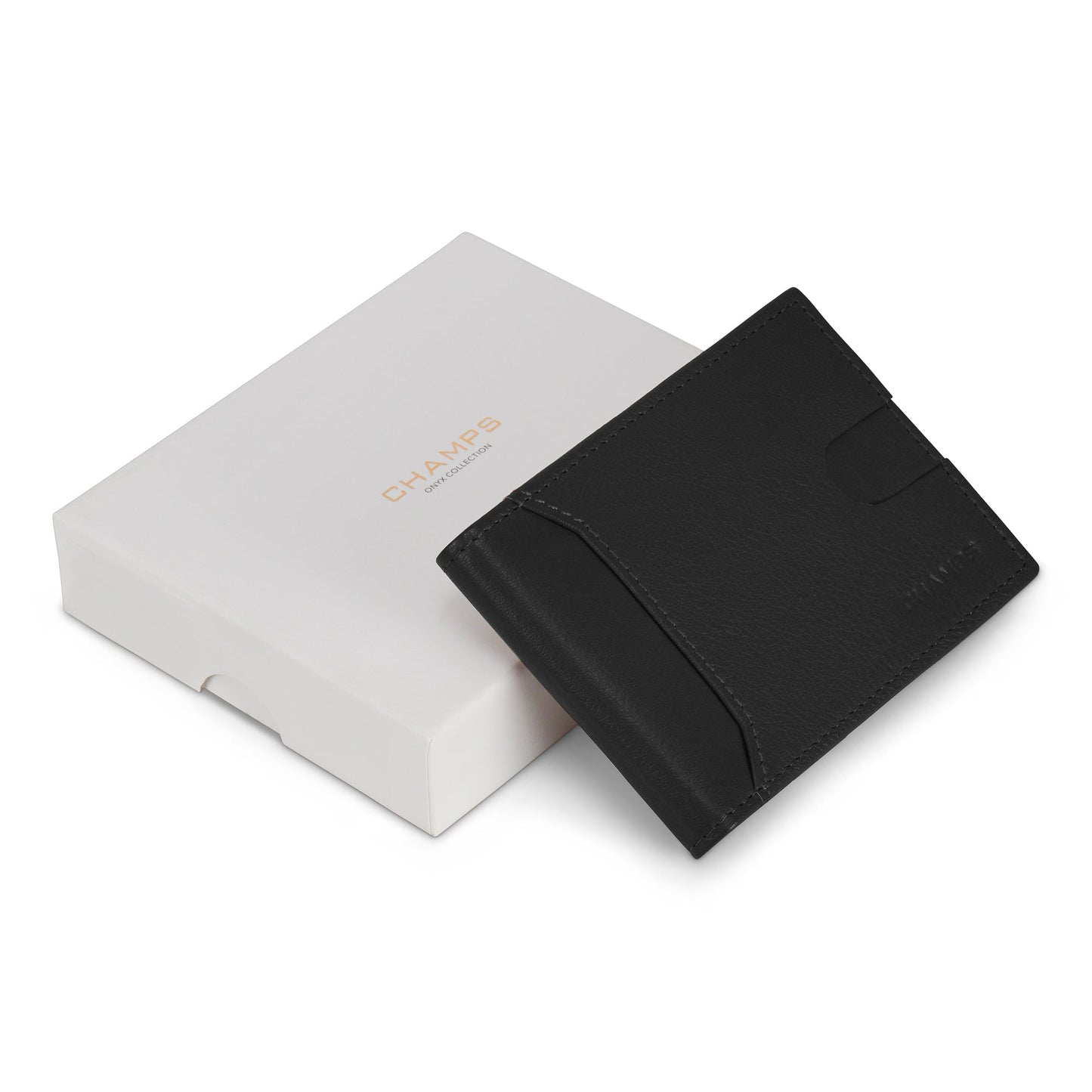 Onyx / Leather Bi-Fold Clip Wallet