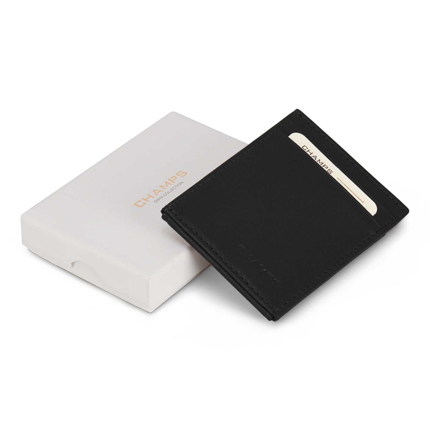 Onyx / Leather Mag Hybrid Card Holder