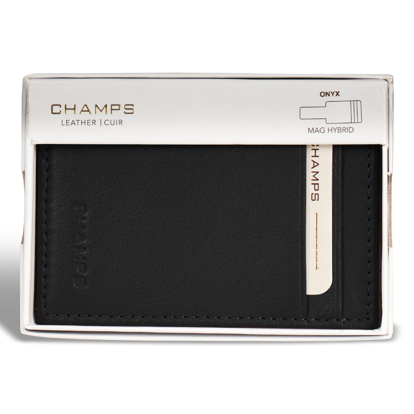 Onyx / Leather Mag Hybrid Card Holder