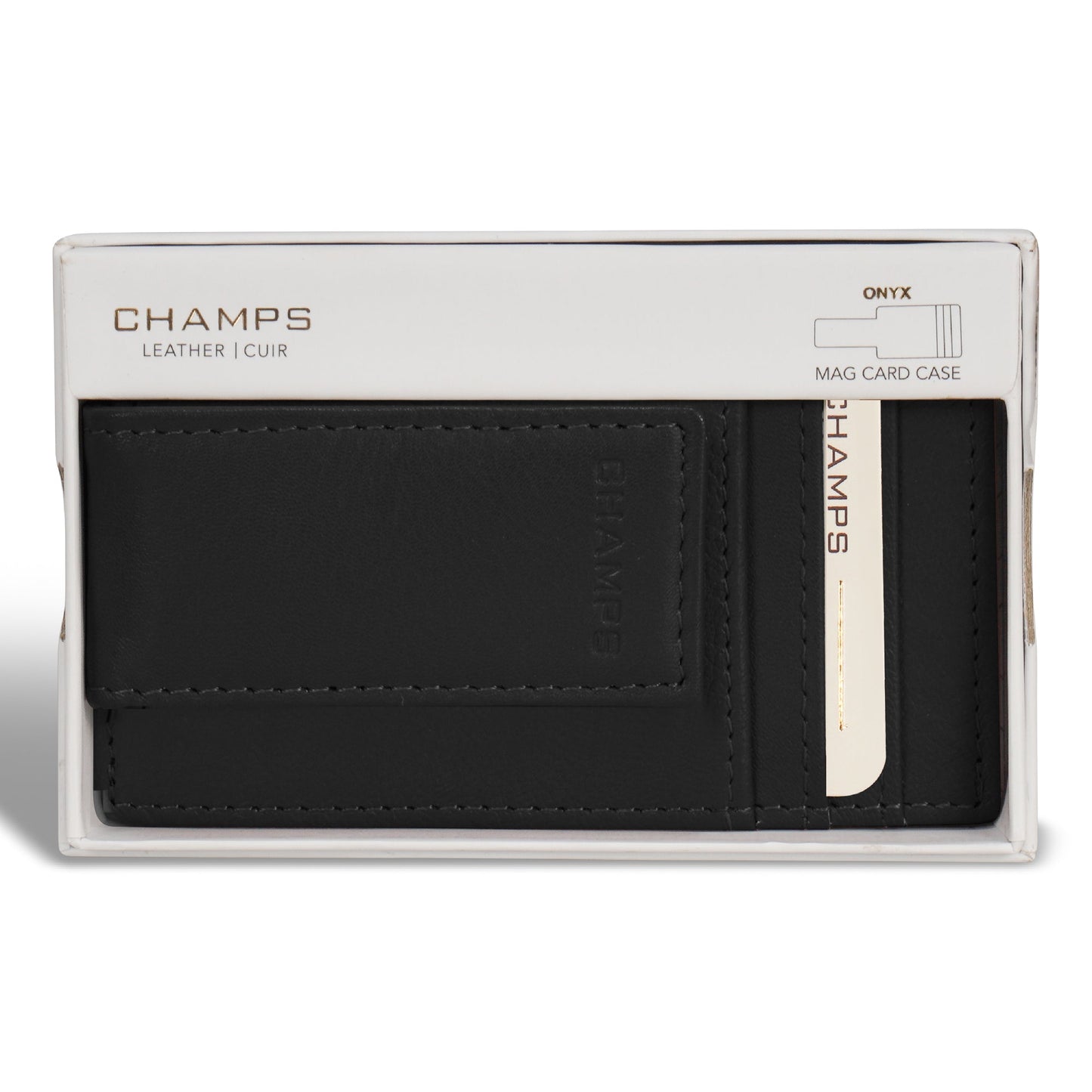Onyx / Leather Mag Card Case