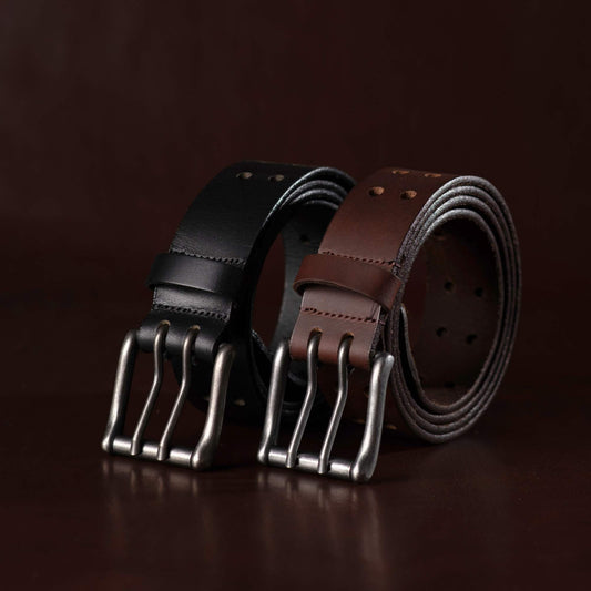 THE DOUBLE HOLE BELTS - 2 PC Gift Set